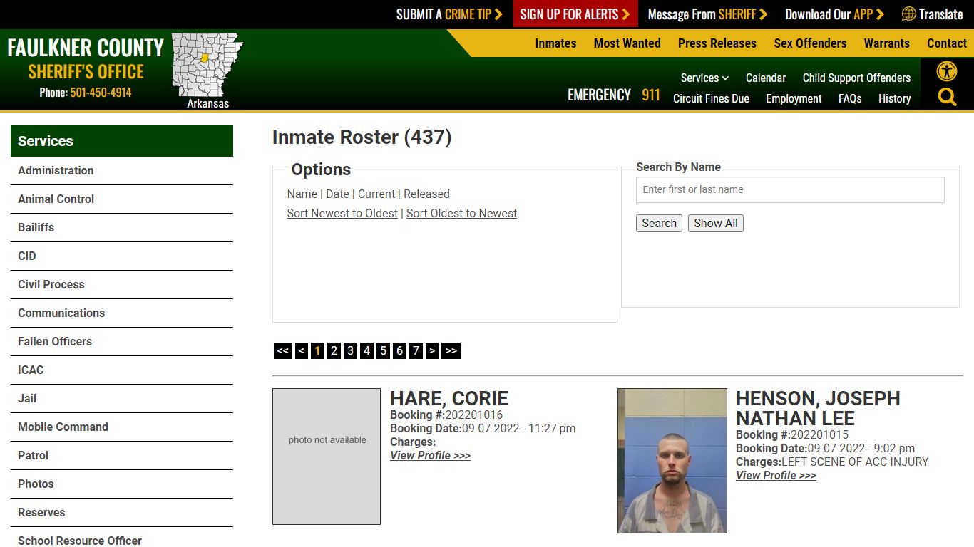 Inmate Roster - Faulkner County Sheriff's Office